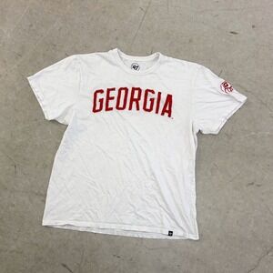 47 Brand Georgia Bulldogs T-Shirt Mens Large White Cotton NCAA Collegiate Tee